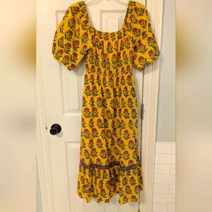 Printfresh Yellow Floral Dress With Pockets SIZE SMALL